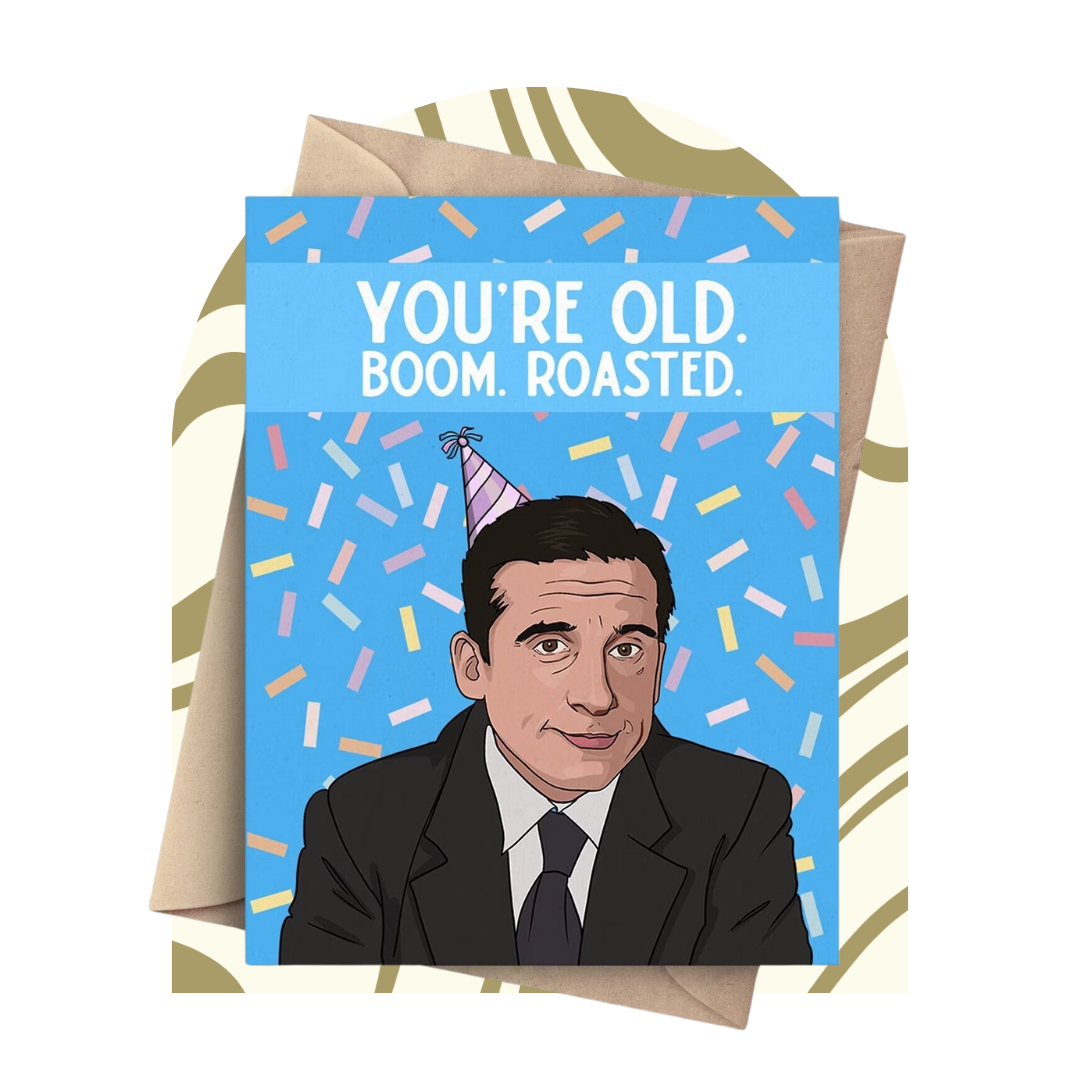 PopCultPaper Michael Scott Boom Roasted Birthday Card