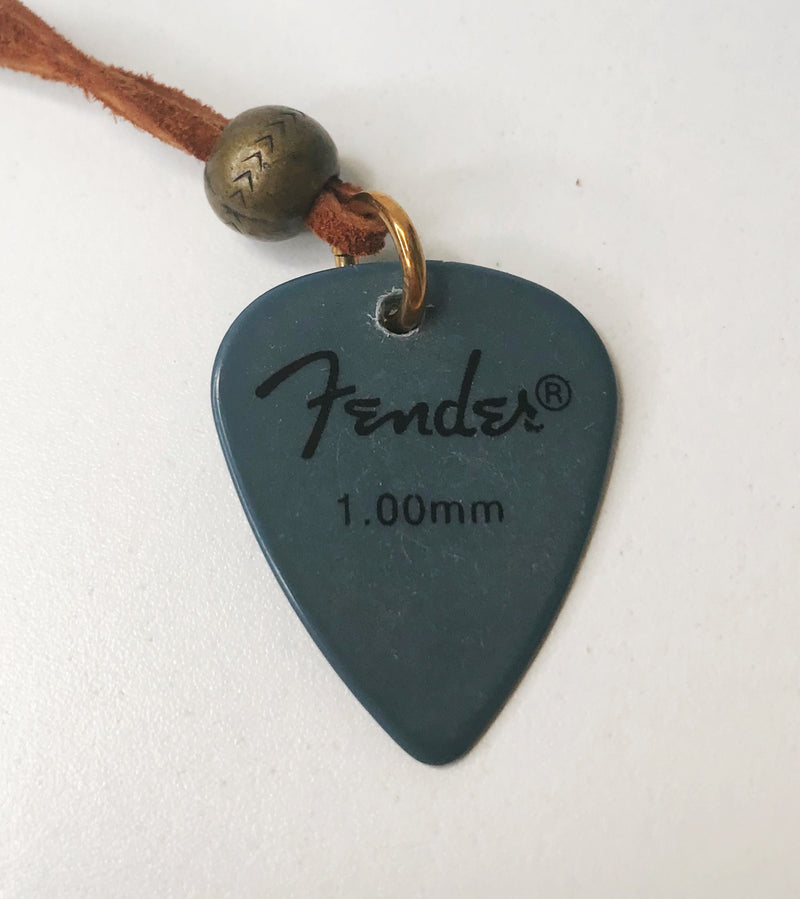 Guitar Pick Necklace, Long Leather Strap