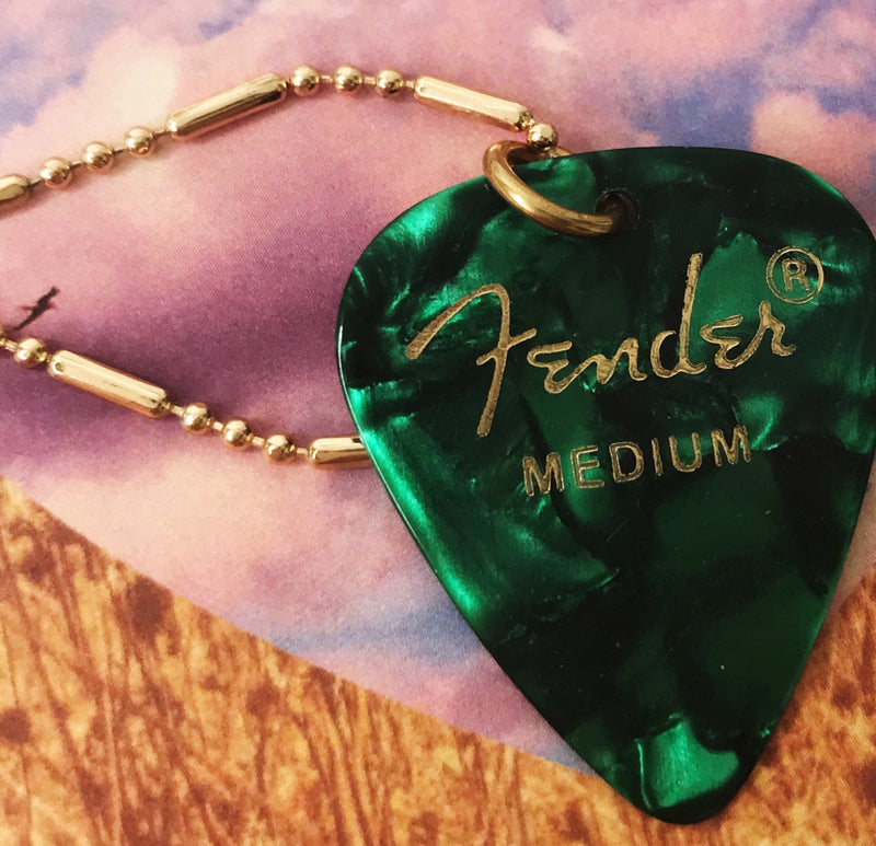 Guitar Pick Necklace, Long Fine Chain