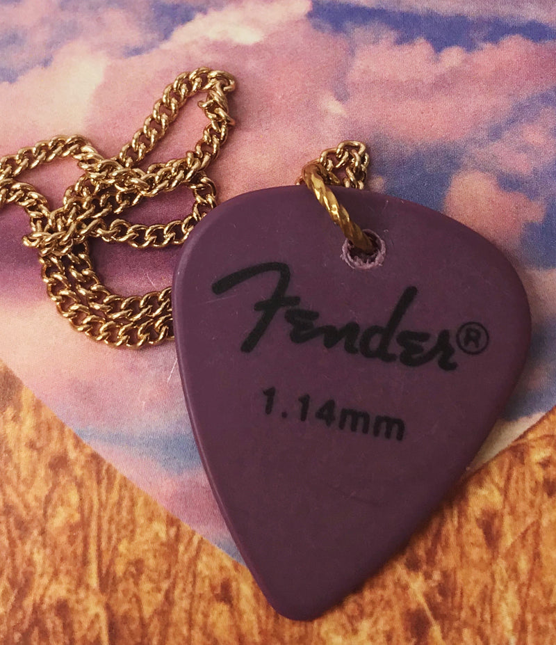 Guitar Pick Necklace, Long Fine Chain