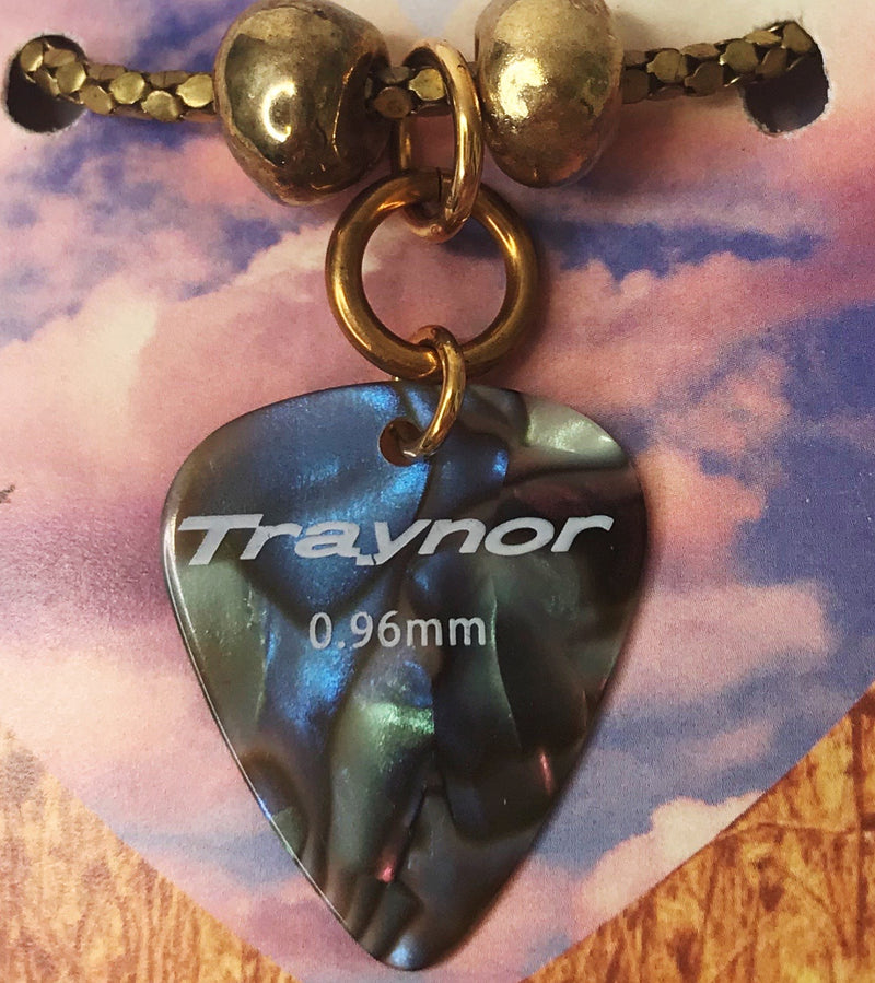 Guitar Pick Necklace, Gold Choker with Beads