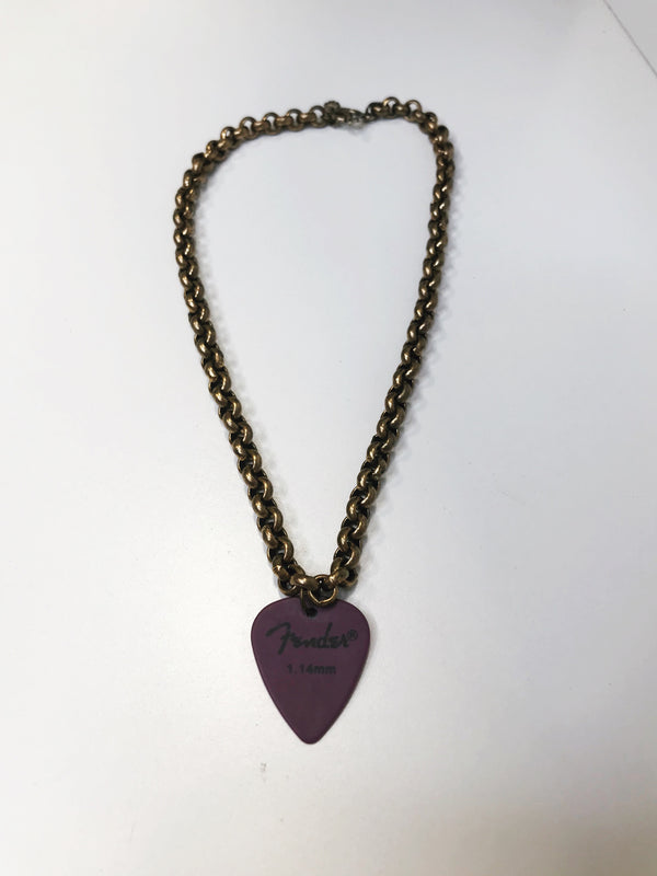 Guitar Pick Necklace, Brass Chain Choker